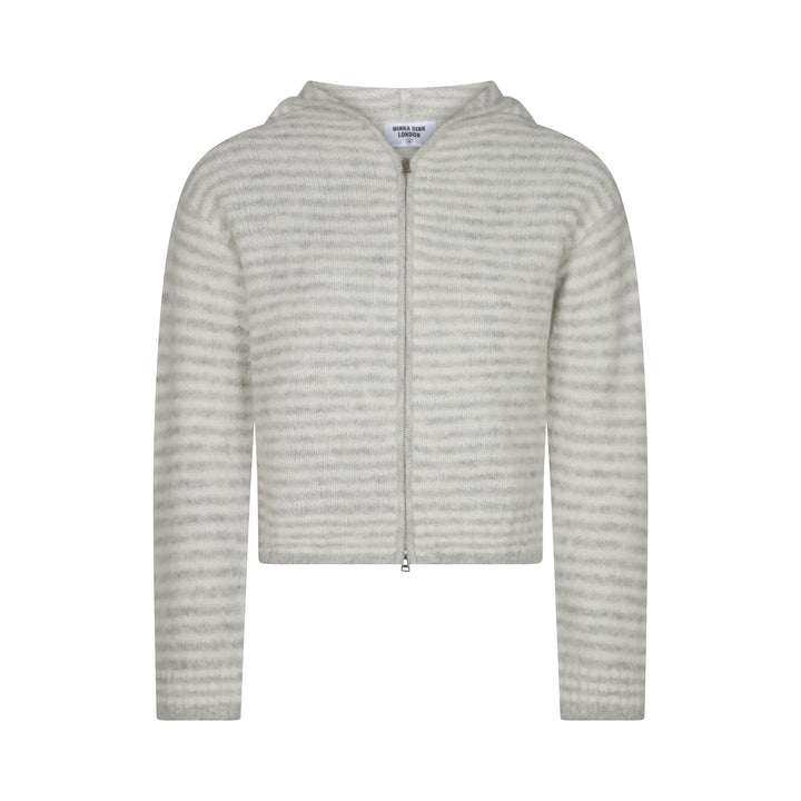 Dual Zip Hoodie - Grey Stripe