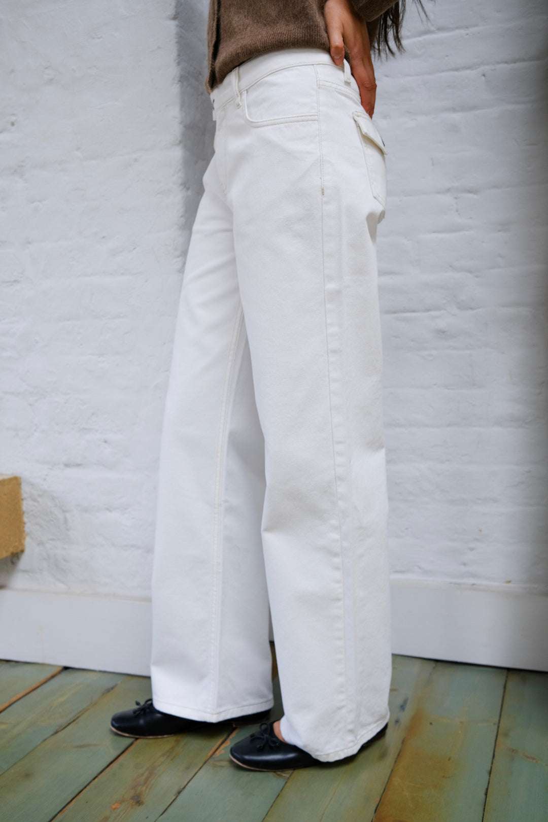 Nina Jeans - White & Brown