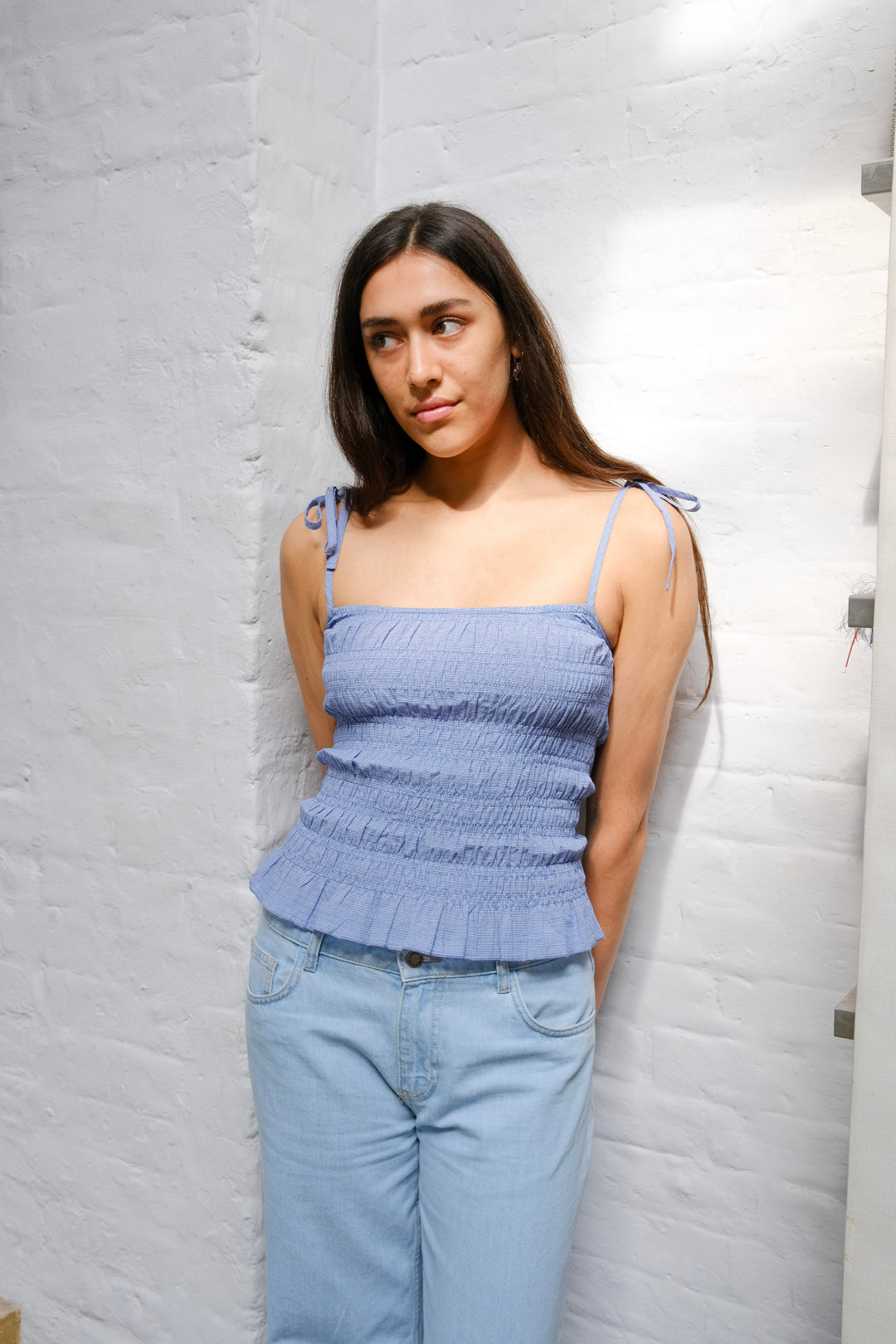 Top Esme Cami - Carreaux bleus