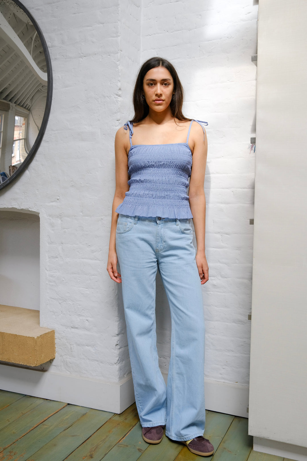 Top Esme Cami - Carreaux bleus