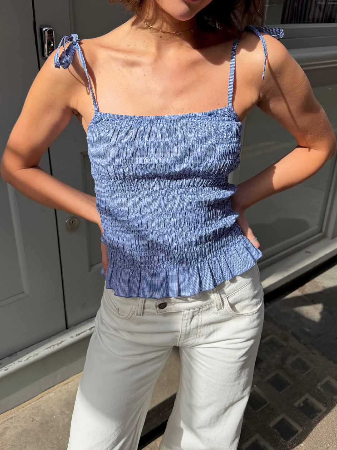 Top Esme Cami - Carreaux bleus