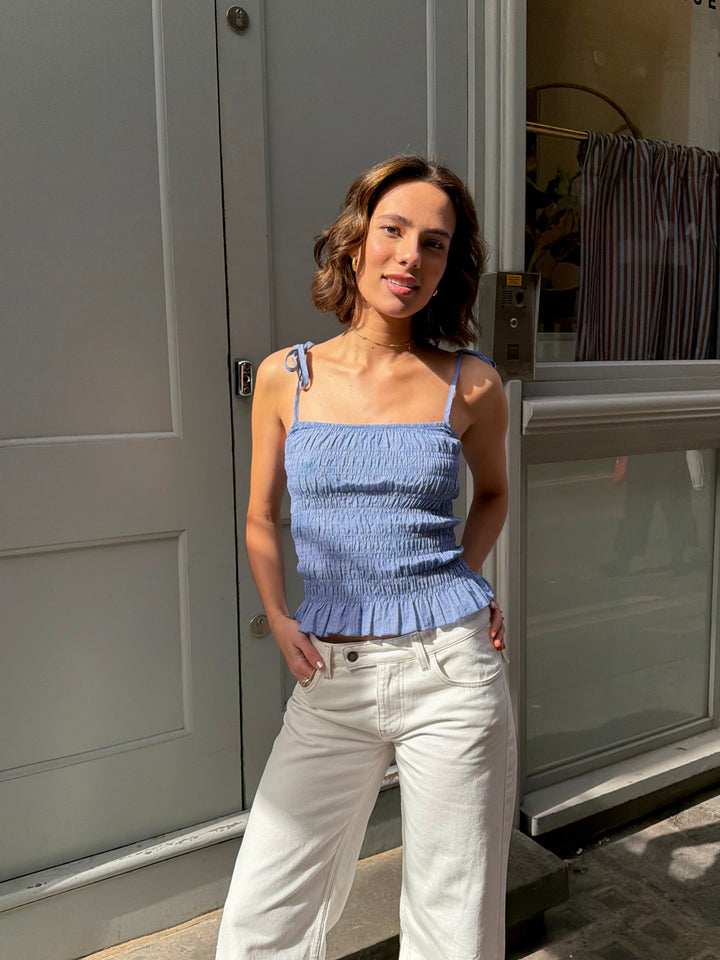 Top Esme Cami - Carreaux bleus