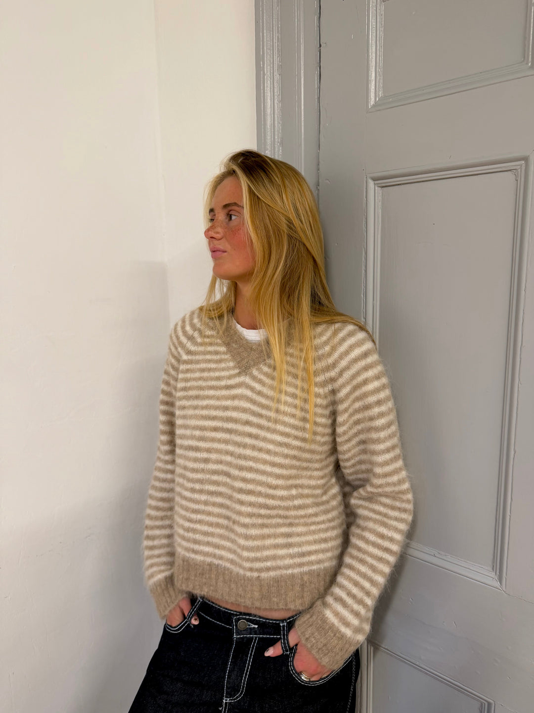 Pull Orla - Rayures beige