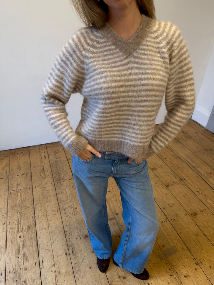 Pull Orla - Rayures beige