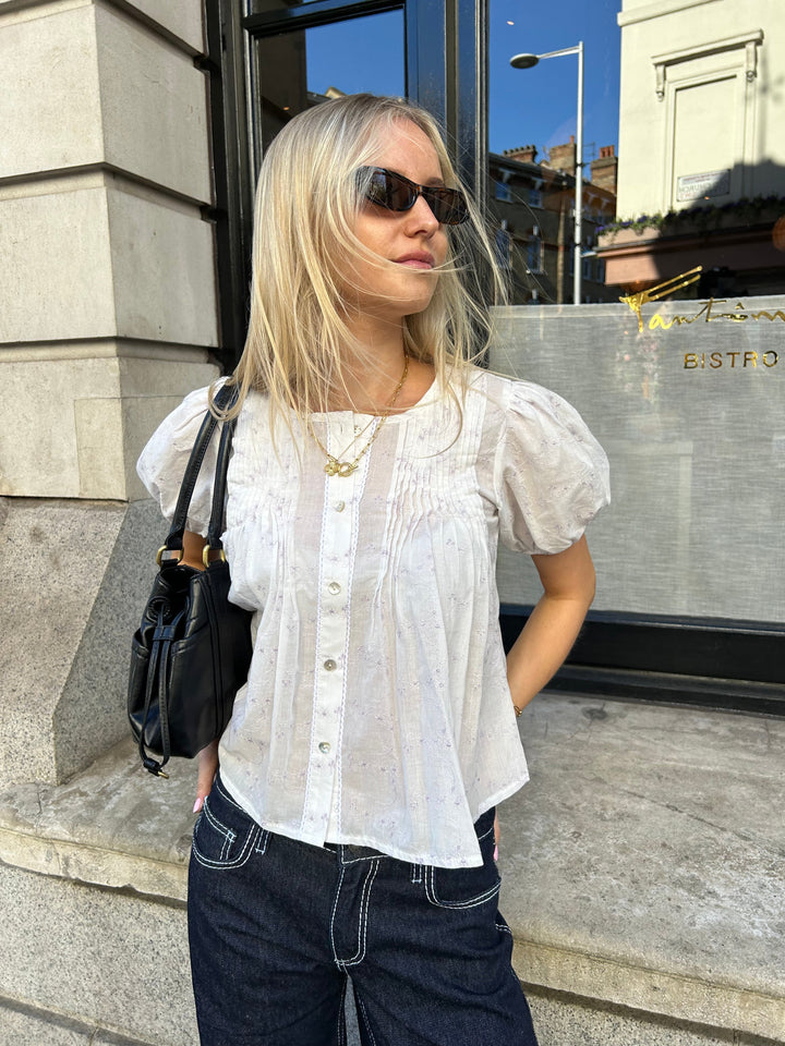 Poppy Blouse - White & Lilac