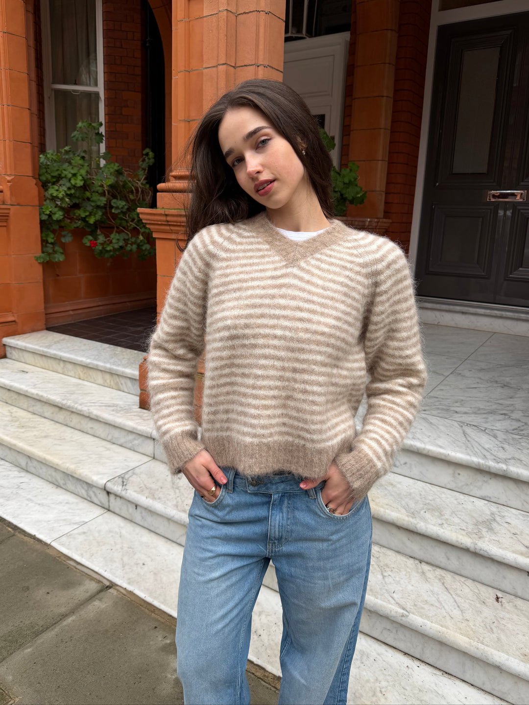Pull Orla - Rayures beige