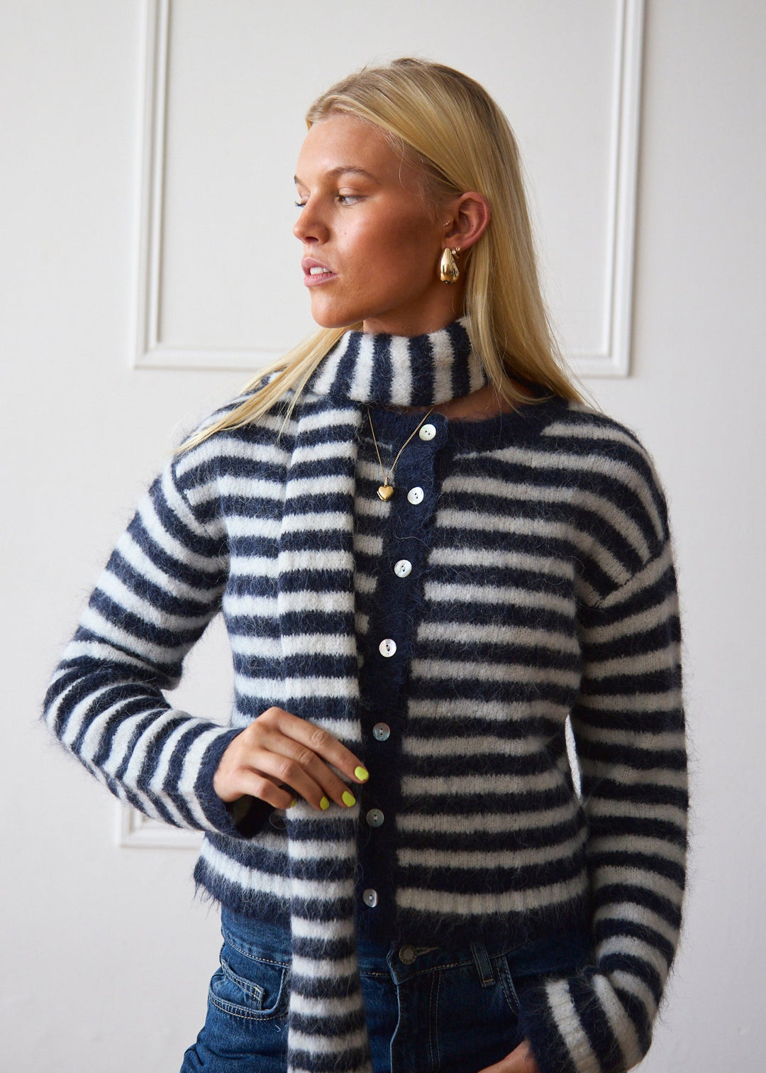 Evie Cardigan - Navy Stripe