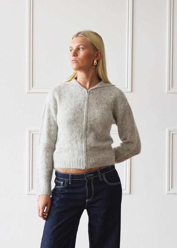 Dual Zip Hoodie - Light Grey